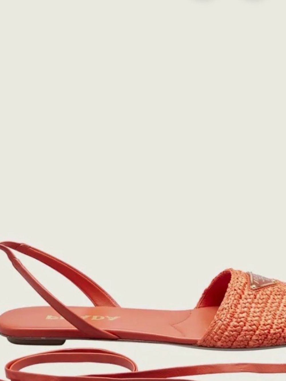 Prada Women’s Orange Raffia Lace-Up Flat Espadrilles Authentic NIB Size 5 - Picture 4 of 9